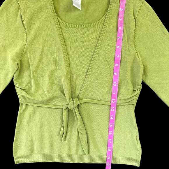 Worthington Chartreuse Tie Front Cardigan Top - Picture 8 of 8